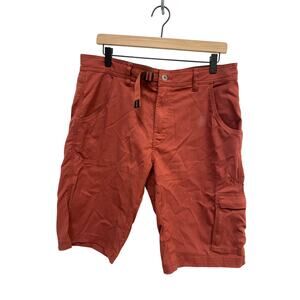 PrAna Shorts Mens 34 Stretch Zion Belted Trail Hiking Outdoors Cargo Rust 12"